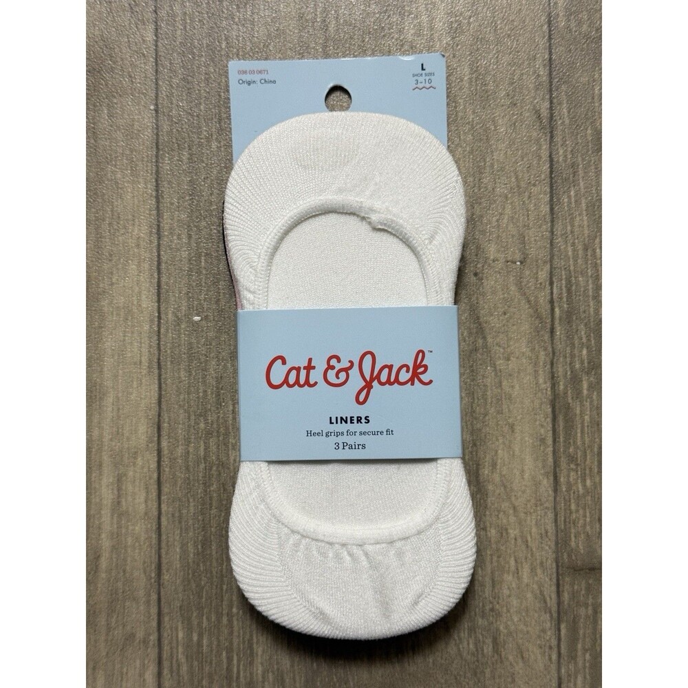 3 Pair Cat & Jack Girls' Sock Liners Multicolor Size L Shoe Size 3-10